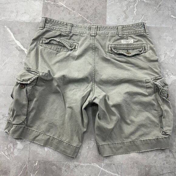 Polo Ralph Lauren Cargo Shorts Mens 40 Classic Chino Tan Distressed Preppy - Picture 2 of 13